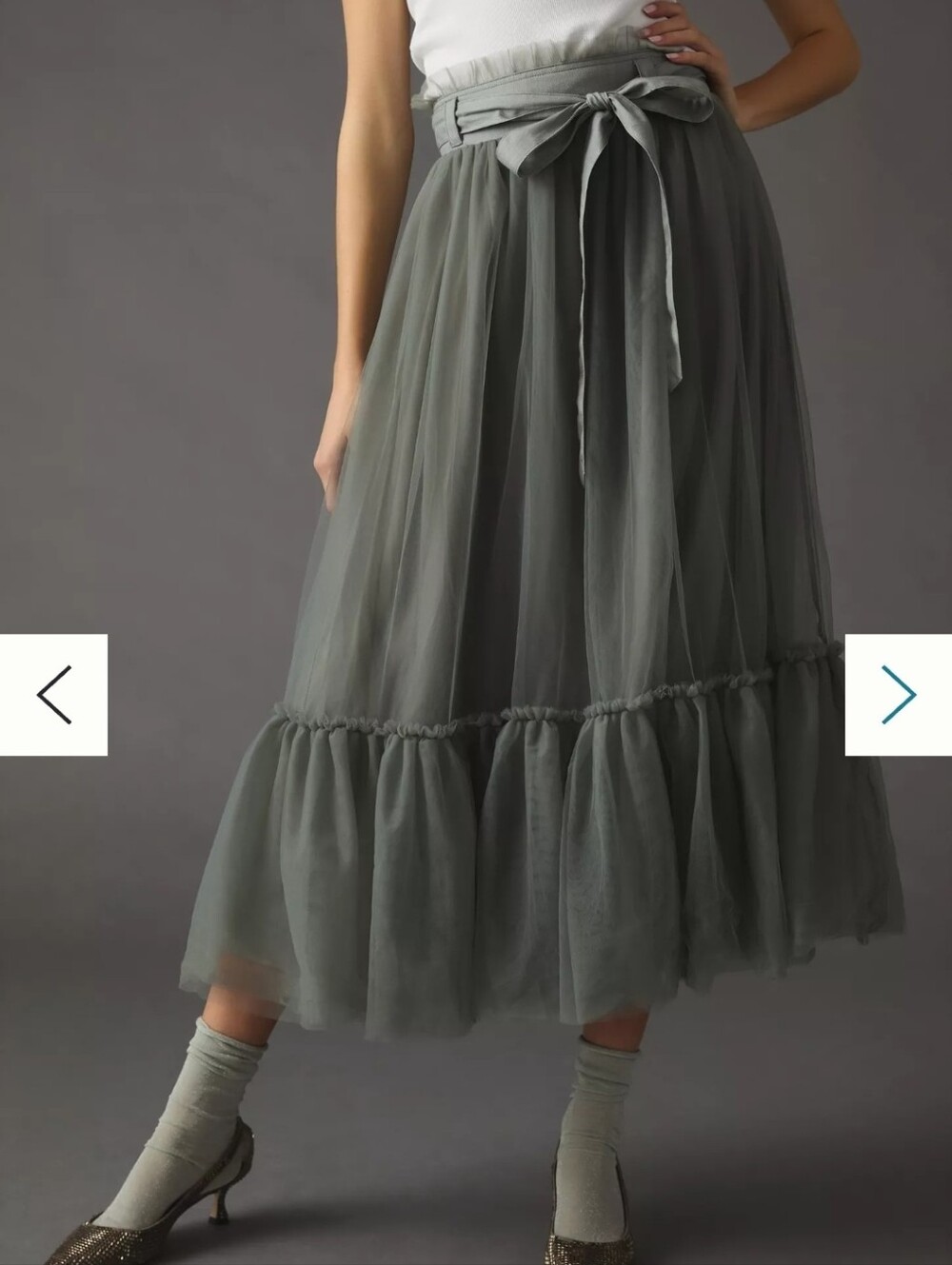Anthropologie Pilcro Tulle Skirt ruffled hem waist tie  Size Small - Picture 3 of 16